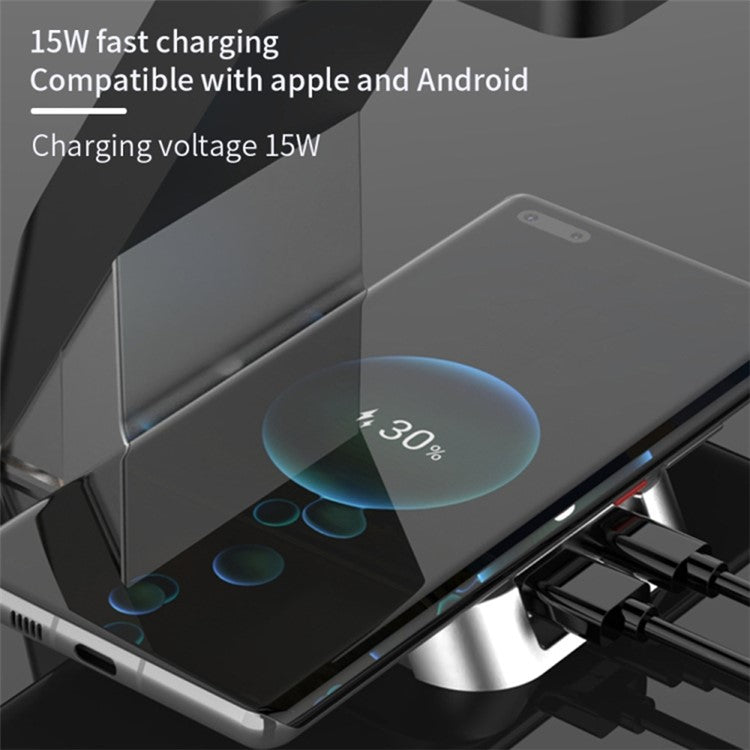 H26 Magnetic Wireless Charger 6-in-1 Wireless Charging Station ABS+PC 15W Fast Charger Stand with Clock