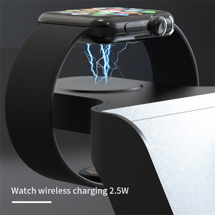 H26 Magnetic Wireless Charger 6-in-1 Wireless Charging Station ABS+PC 15W Fast Charger Stand with Clock