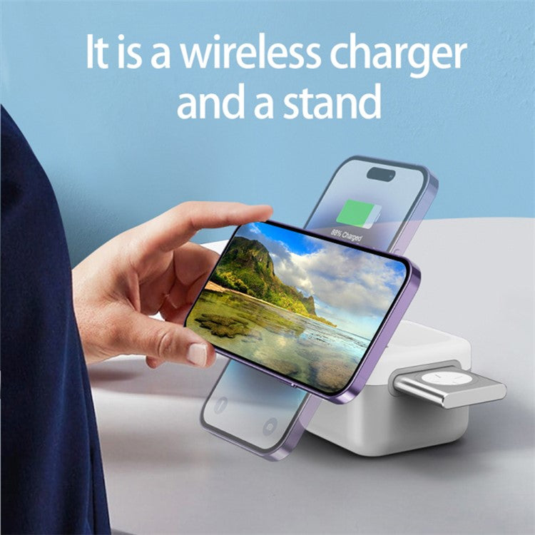 H31 15W 3-in-1 Magnetic Wireless Charger Multi-Function Cell Phone Charging Station for Headset, Smart Watch