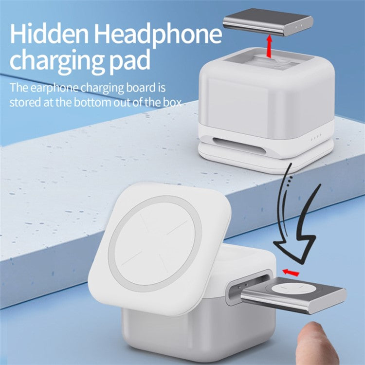 H31 15W 3-in-1 Magnetic Wireless Charger Multi-Function Cell Phone Charging Station for Headset, Smart Watch