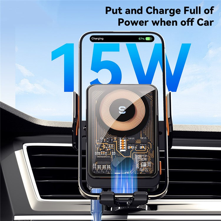 ESSAGER T11 Wireless Charger Smart Car Charger Phone Holder 360 Degree Rotating Air Vent Charger Mount