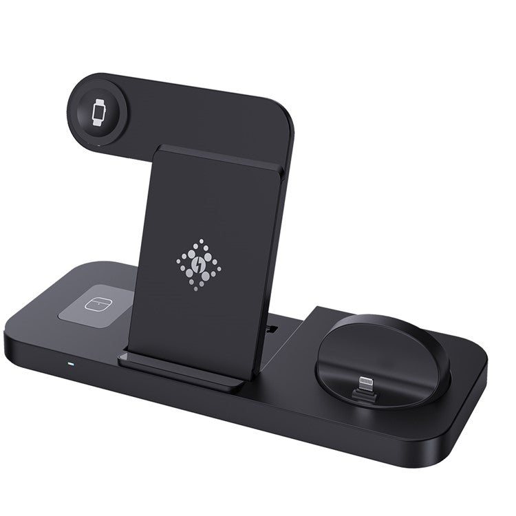 B21-A 3-in-1 Wireless Charger for Cell Phone Earphone Watch Folding Charging Station - Black