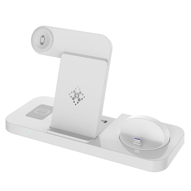 B21-A 3-in-1 Wireless Charger for Cell Phone Earphone Watch Folding Charging Station - White