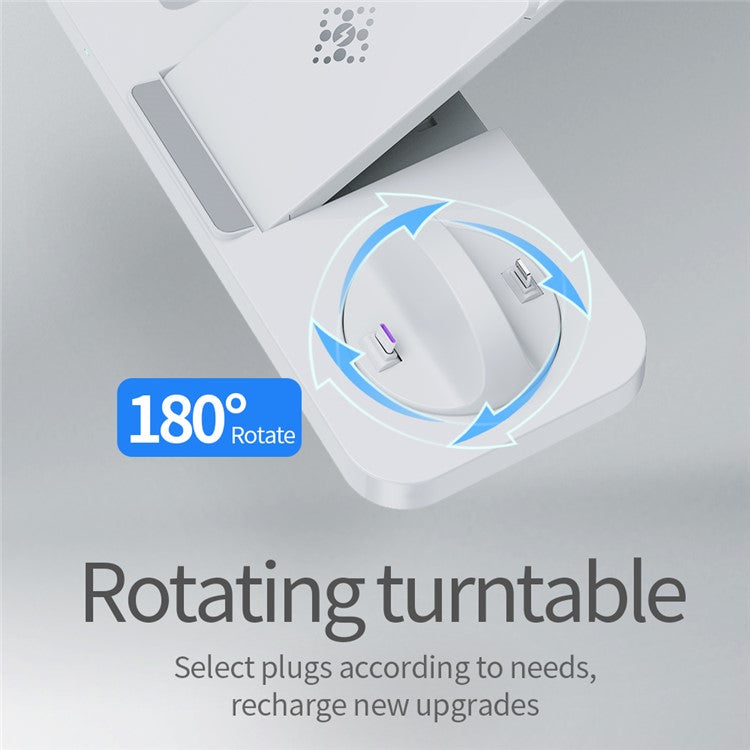 B21-A 3-in-1 Wireless Charger for Cell Phone Earphone Watch Folding Charging Station - White