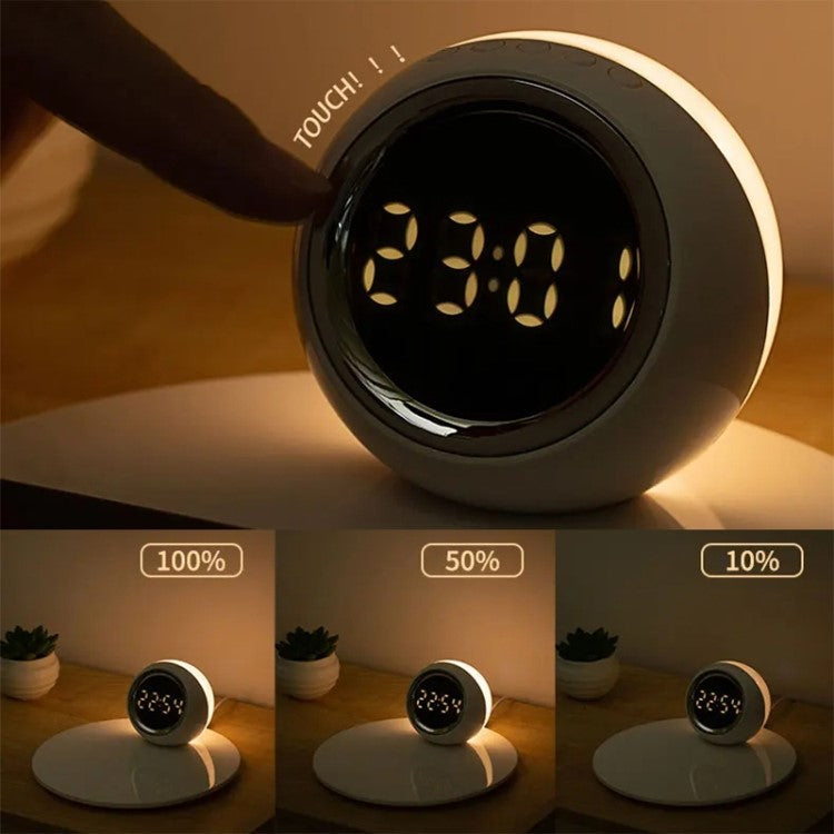 K22T Wireless Charging Station Fast 15W Wireless Charger with Rotating Digital Clock and Night Light - Straw Color