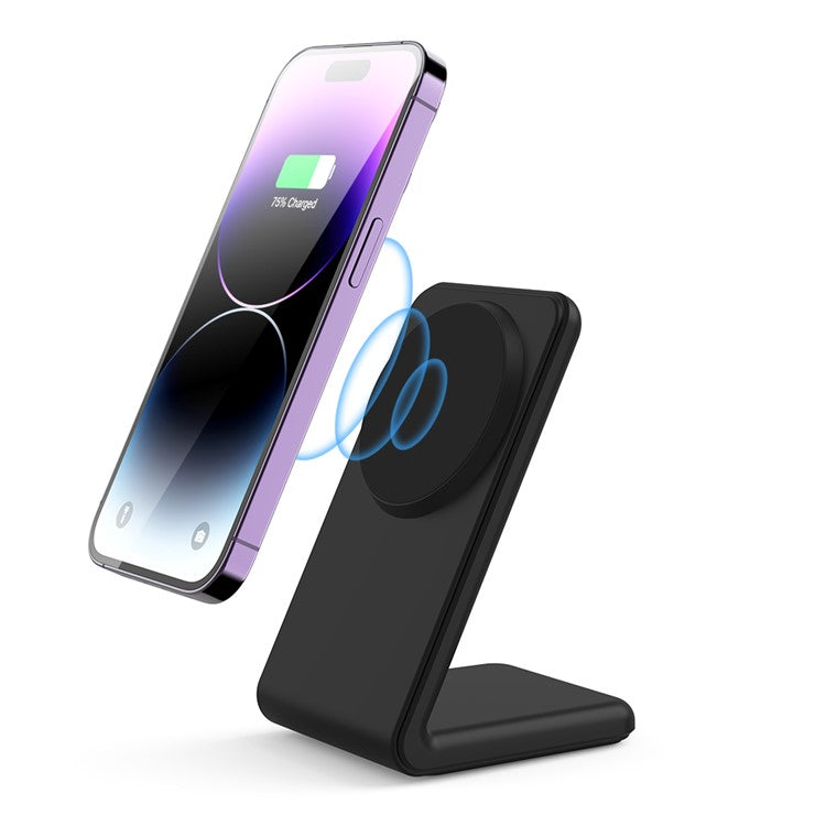 M2 15W Wireless Charging Stand for iPhone 12 / 13 / 14 / 15 Series Magnetic Wireless Charger (CE FCC ROHS UKCA) - Black