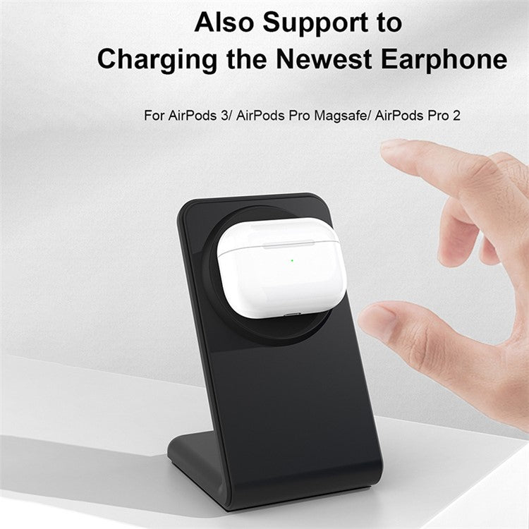 M2 15W Wireless Charging Stand for iPhone 12 / 13 / 14 / 15 Series Magnetic Wireless Charger (CE FCC ROHS UKCA) - Black