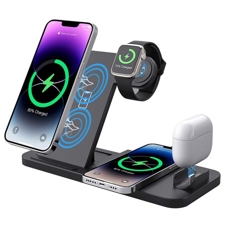 18W Fast Wireless Charger 4 in 1 Charging Dock Station for iPhone / Samsung / Apple Watch / AirPods Pro