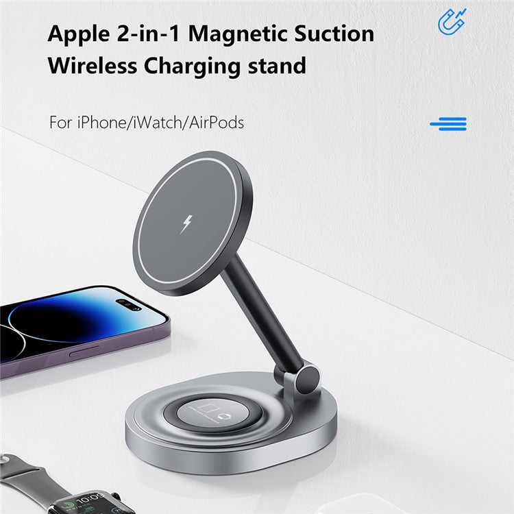 W14 3-in-1 Magnetic Wireless Charger for iPhone 12-15 Series, iWatch, AirPods Charging Stand