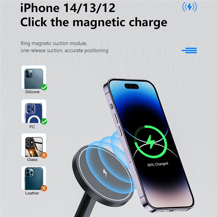 W14 3-in-1 Magnetic Wireless Charger for iPhone 12-15 Series, iWatch, AirPods Charging Stand