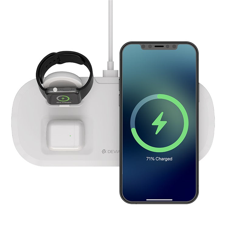 DEVIA Smart Series Wireless Charger 3-in-1 15W Fast Charging Station for Phone / Watch / Earphone