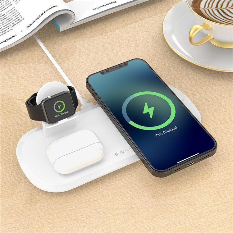 DEVIA Smart Series Wireless Charger 3-in-1 15W Fast Charging Station for Phone / Watch / Earphone