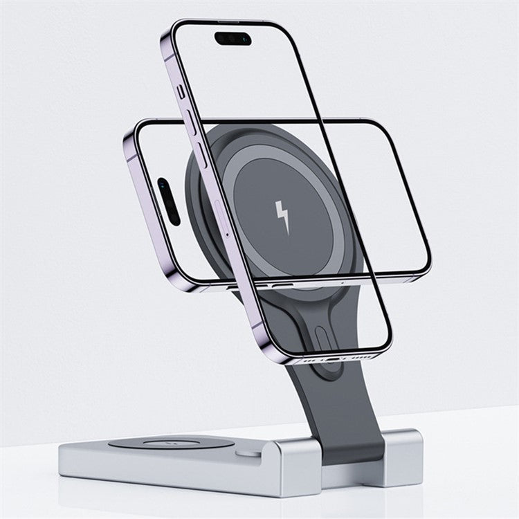 W13 3-in-1 Magnetic Wireless Charger Portable Folding Charging Station for iPhone 12 / 13 / 14 / 15 Series, AirPods, iWatch