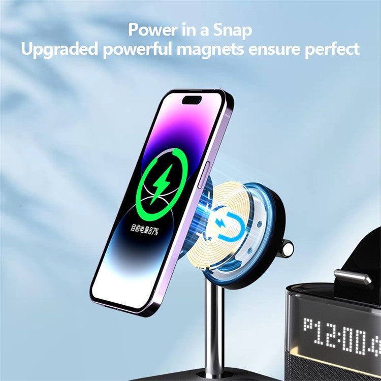 C09 Cell Phone Magnetic Wireless Charger Multi-Function Charging Station for Headset, Watch - Black