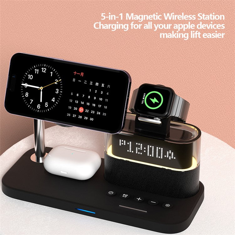 C09 Cell Phone Magnetic Wireless Charger Multi-Function Charging Station for Headset, Watch - Black