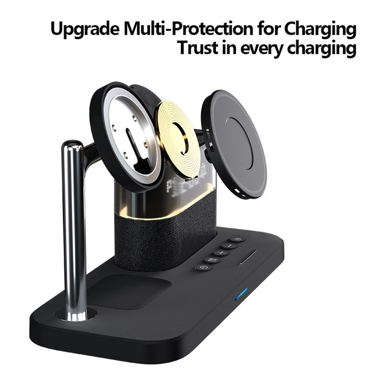 C09 Cell Phone Magnetic Wireless Charger Multi-Function Charging Station for Headset, Watch - Black