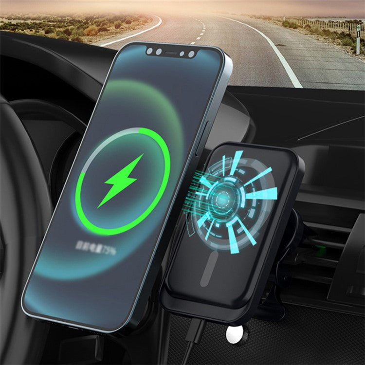 Compatible with MagSafe Car Air Vent 15W Wireless Charger for iPhone 12 / 13 / 14 / 15 Series - Black