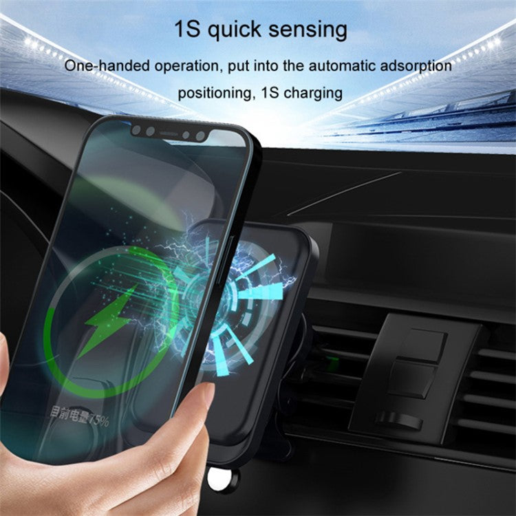 Compatible with MagSafe Car Air Vent 15W Wireless Charger for iPhone 12 / 13 / 14 / 15 Series - Black