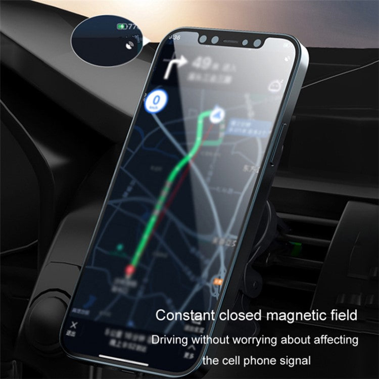 Compatible with MagSafe Car Air Vent 15W Wireless Charger for iPhone 12 / 13 / 14 / 15 Series - Black