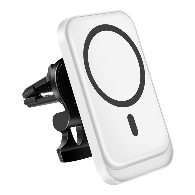 Compatible with MagSafe Car Air Vent 15W Wireless Charger for iPhone 12 / 13 / 14 / 15 Series - White