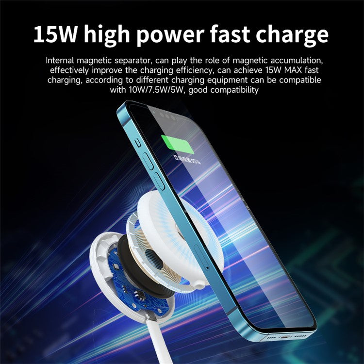 YN-108 Magnetic Wireless Charger for Cell Phone Portable Slim Charging Pad - White