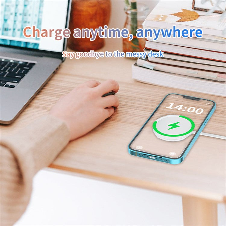 YN-108 Magnetic Wireless Charger for Cell Phone Portable Slim Charging Pad - White