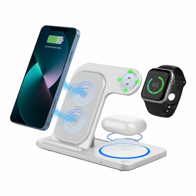 WIWU Wi-W020 Folding 3-in-1 15W Magnetic Wireless Charger Cell Phone Charging Stand