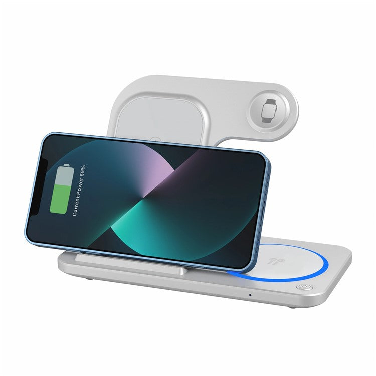 WIWU Wi-W020 Folding 3-in-1 15W Magnetic Wireless Charger Cell Phone Charging Stand