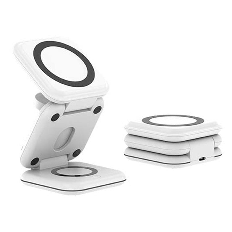 W02 3 in 1 Foldable Magnetic Wireless Charger Dock Travel Wireless Charging Station Pad