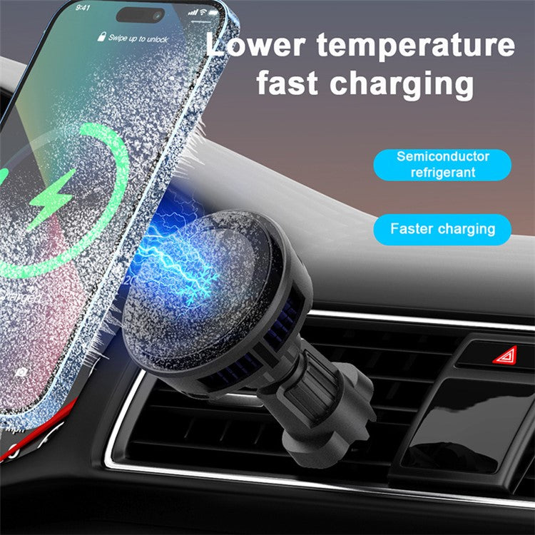 Q7 Semiconductor Cooling Car Air Vent 15W Magnetic Wireless Charger with RGB Light