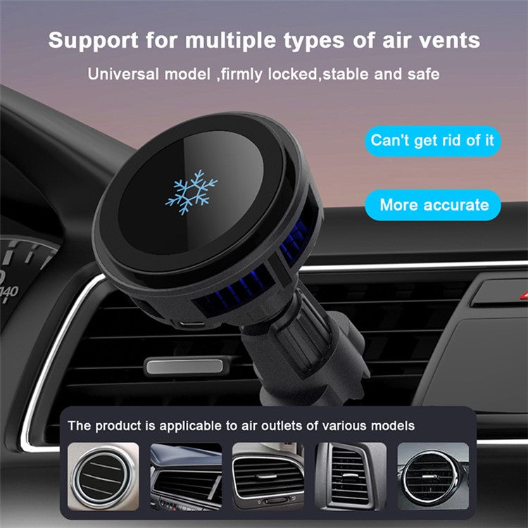 Q7 Semiconductor Cooling Car Air Vent 15W Magnetic Wireless Charger with RGB Light