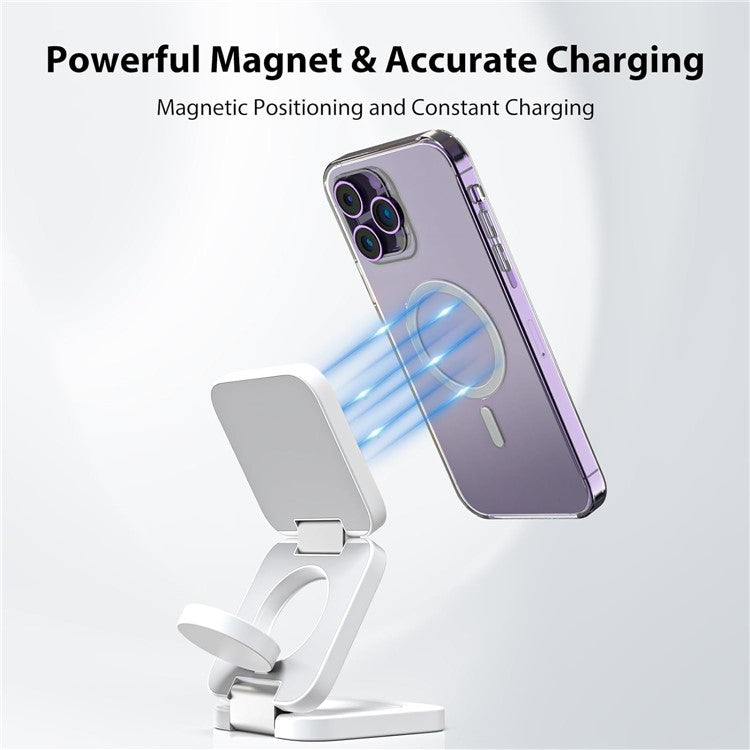 KU XIU X55 Foldable Charging Pad for iPhone Magnetic Wireless Charger for Apple Watch AirPods - White