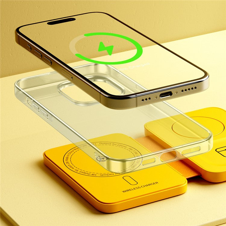 WEKOME WP-U172 Magnetic 3-in-1 15W Wireless Charging Holder Phone Earphone Watch Charger with Mirror - Yellow