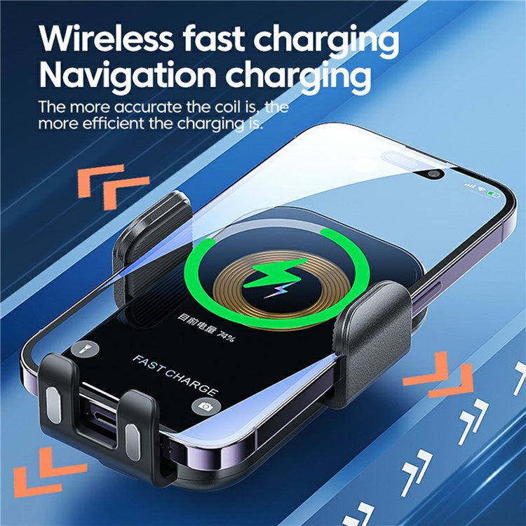 X12 Car Air Vent Touch Sensing Wireless Phone Charger Mount Cell Phone Bracket - Black