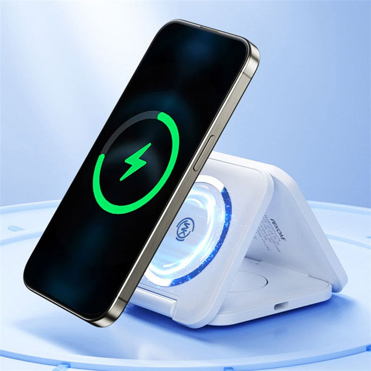 WEKOME WP-U174 3-in-1 15W Foldable Wireless Charger Phone Watch Earphone Charging Dock - White