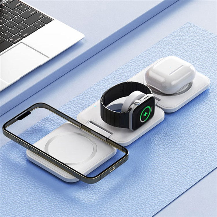 WEKOME WP-U174 3-in-1 15W Foldable Wireless Charger Phone Watch Earphone Charging Dock - White