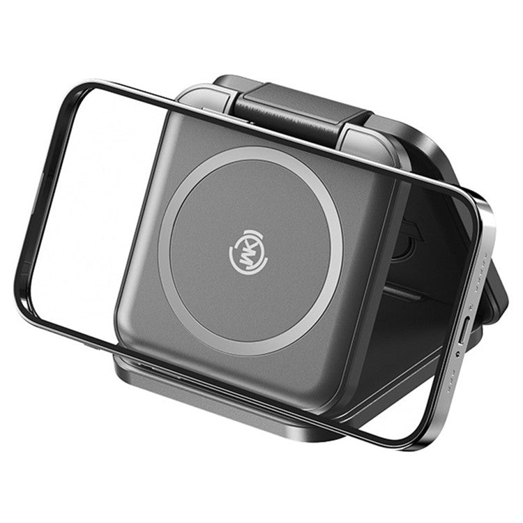 WEKOME WP-U174 3-in-1 15W Foldable Wireless Charger Phone Watch Earphone Charging Dock - Black