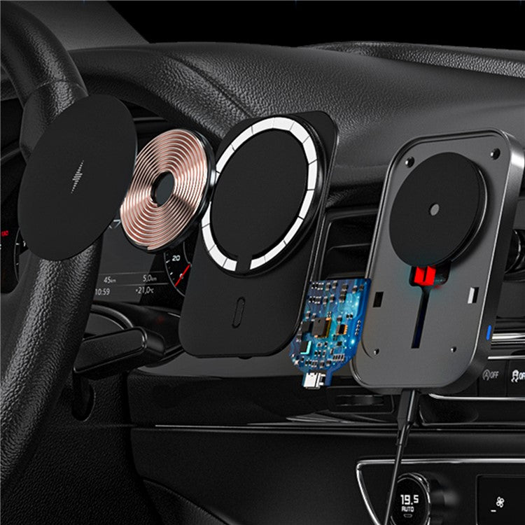 CW19S 360 Degree Rotation Car Air Vent Clip Magnetic Wireless Charger Bracket for Mobile Phone