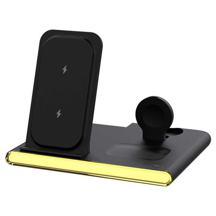 C27 3-in-1 Wireless Charger Station with Night Light for Apple / Samsung Smart Watch / Iphone / Airpods - Black