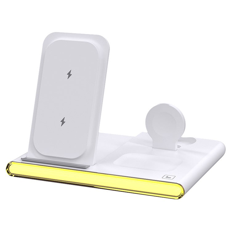 C27 3-in-1 Wireless Charger Station with Night Light for Apple / Samsung Smart Watch / iPhone / AirPods - White