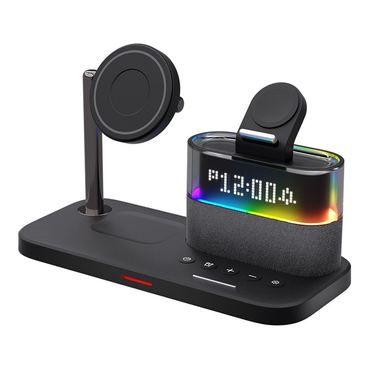 C09 Magnetic Wireless Charging Station for Phone / Airpods / Apple Watch with Alarm Clock Night Light - Black