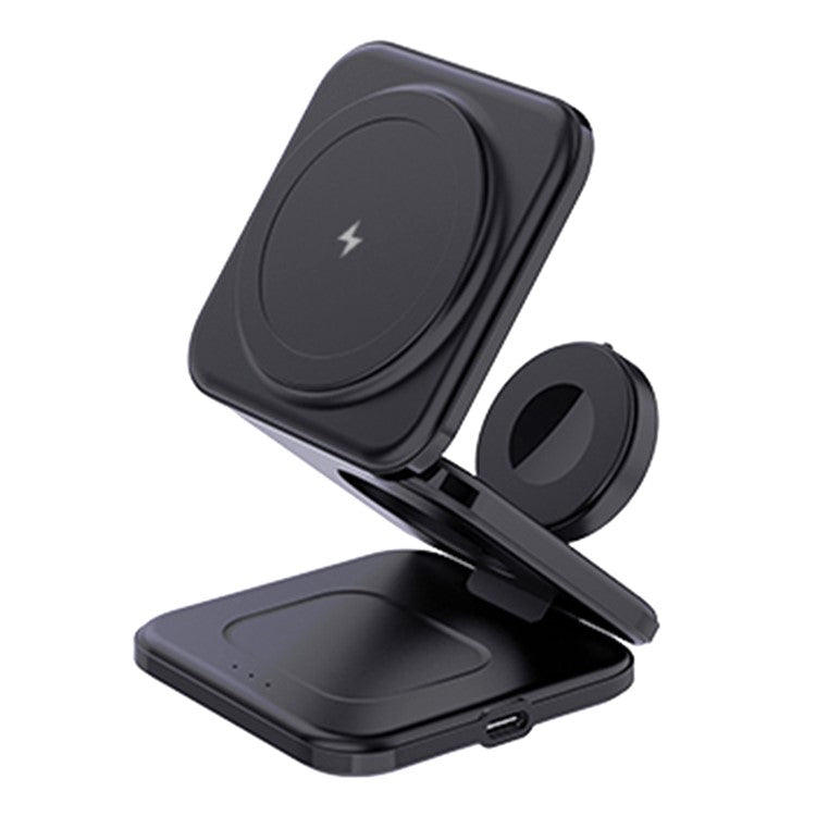 Z8 3-in-1 Foldable Charging Station 15W Magnetic Wireless Charger with Adjustable Angles - Black