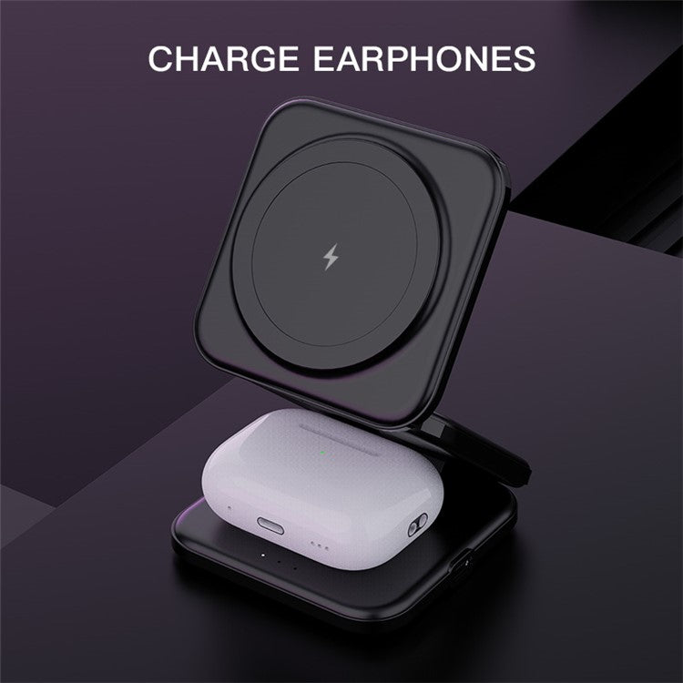 Z8 3-in-1 Foldable Charging Station 15W Magnetic Wireless Charger with Adjustable Angles - Black