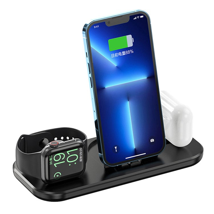 A32 3-in-1 Foldable Charging Station with Ip Connector for Iphone / Apple Watch / Airpods - Black