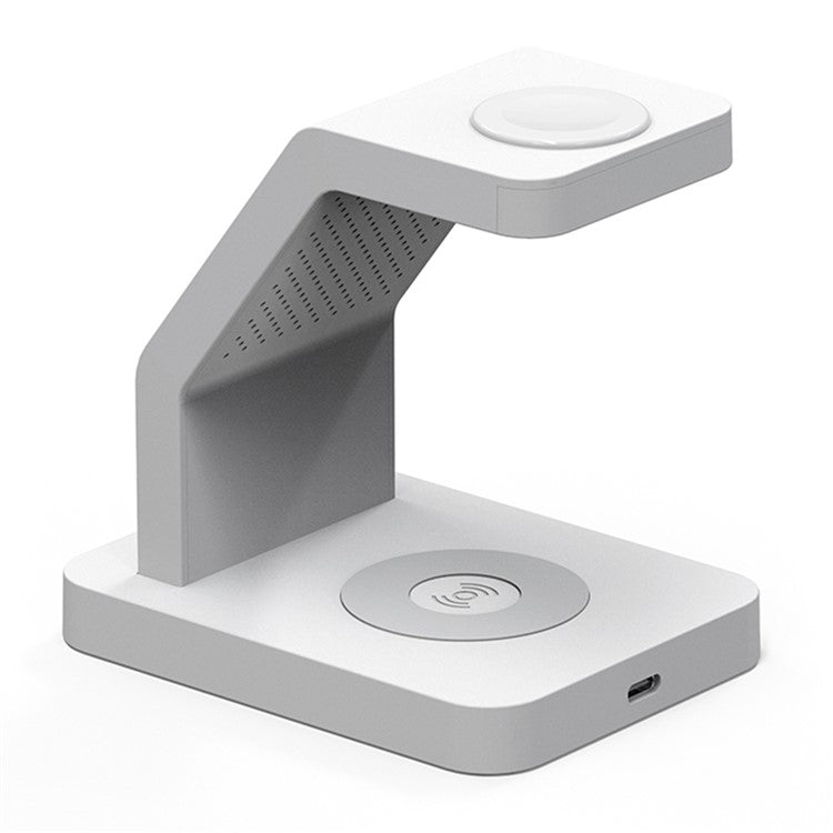 S6 For iPhone / AirPods / Apple Watch 3-in-1 15W Magnetic Wireless Charging Station Desktop Bracket - White