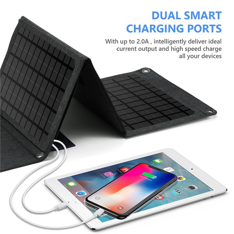 18W Dual USB Solar Charger 3-Folding Solar Panel Outdoor Portable Smart Phone Power Supply Charger