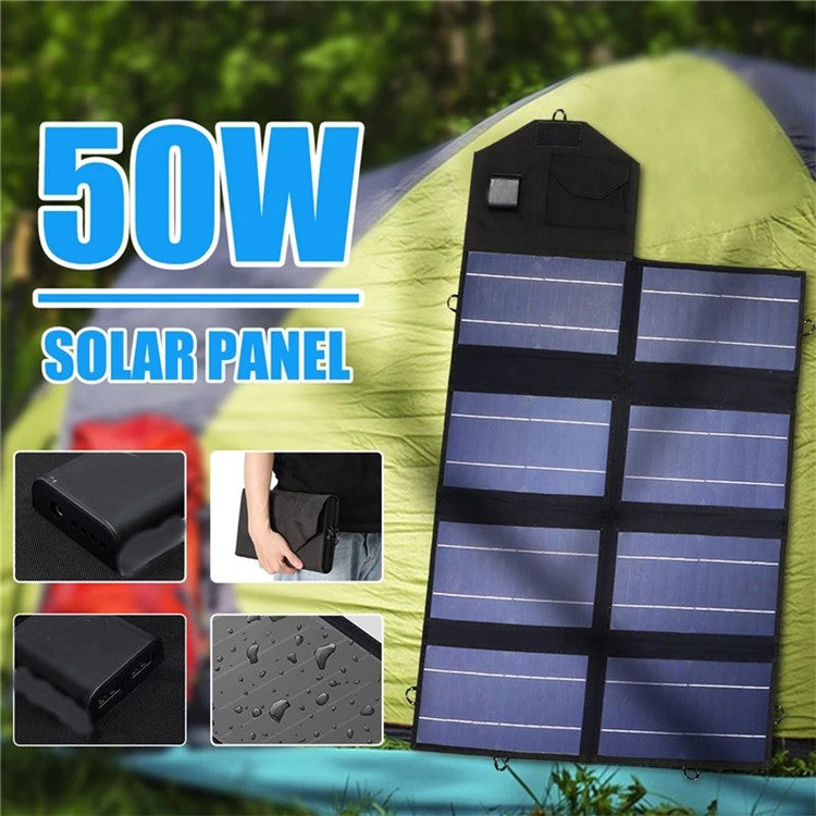 50W Monocrystalline Solar Panel Portable Foldable Solar Charger Mobile Phone Power Bank for Camping Hiking