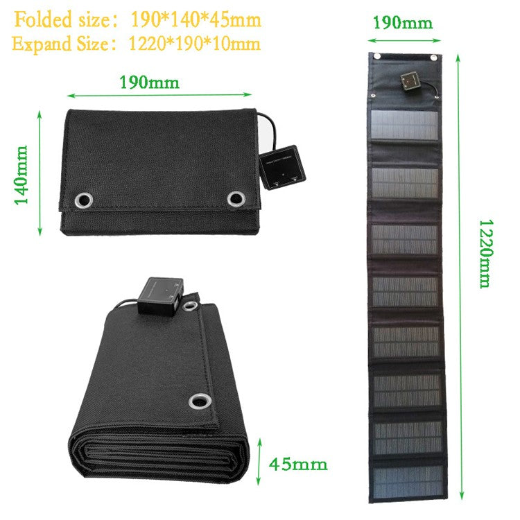 Solar Panel Monocrystalline Silicon 25W Dual USB Outputs Charger Folding Bag