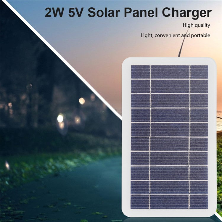 2W 5V Monocrystalline Silicon Solar Panel USB Charger Portable Outdoor Power Bank for Camping Hiking