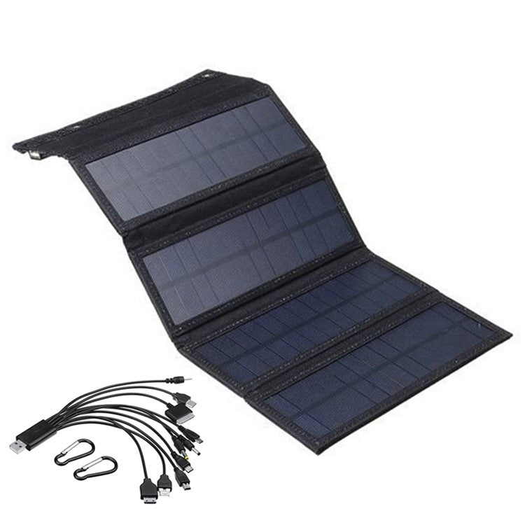 HY-IP077AB 10W Foldable Solar Charger Portable Solar Panel for Outdoor Camping Hiking - Black